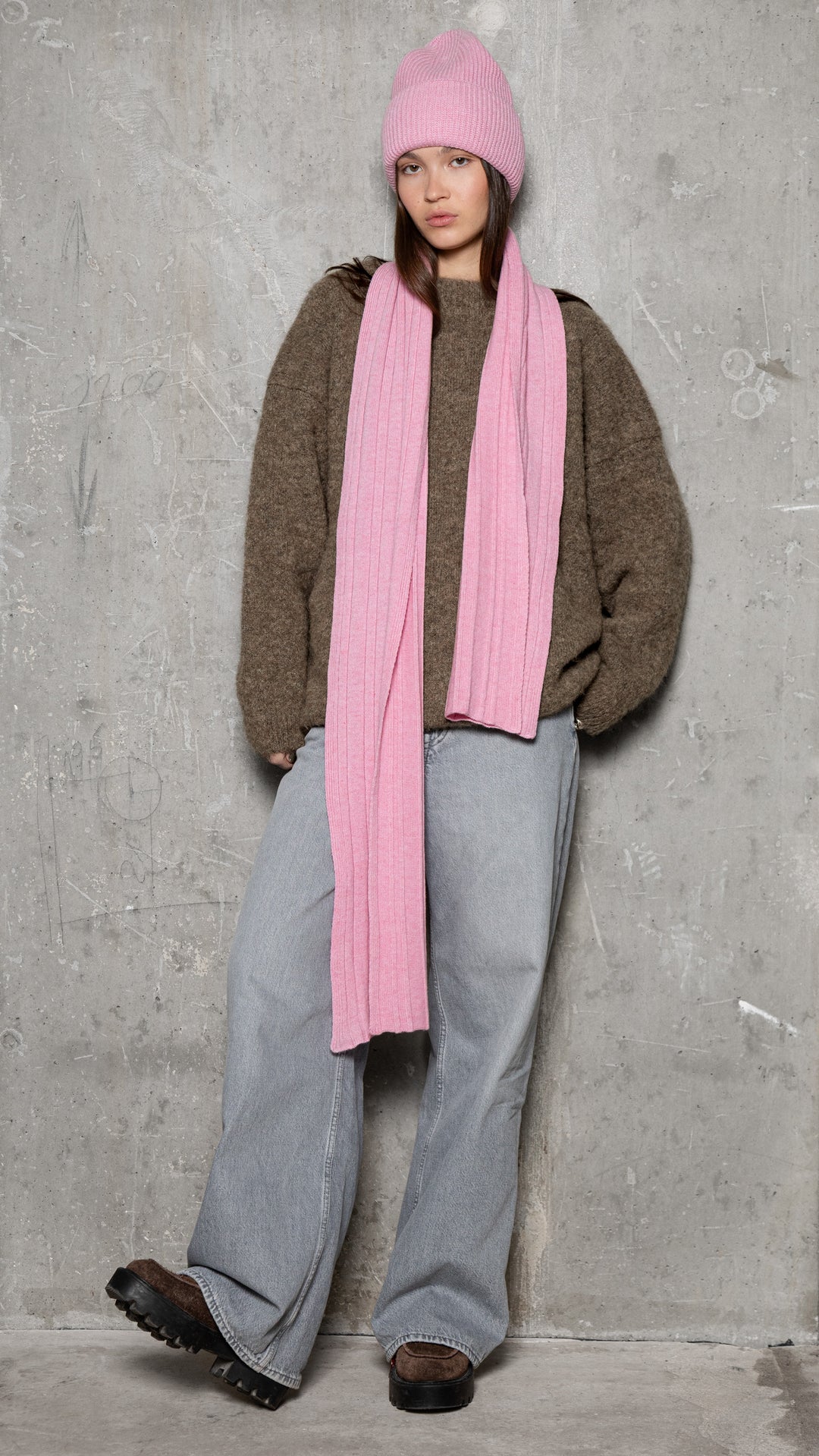 SOFT PINK CASHMERE-MERINO WOOL BEANIE