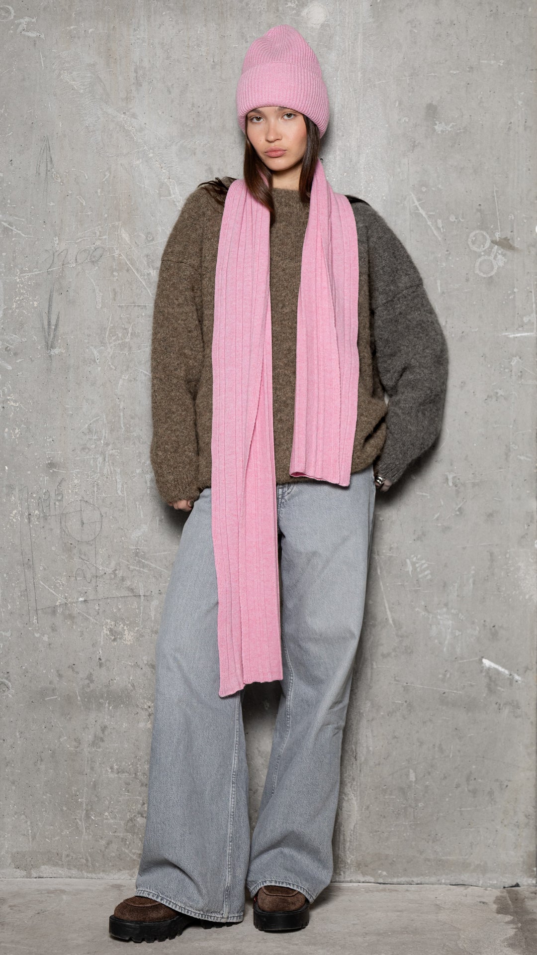 SOFT PINK CASHMERE-MERINO WOOL BEANIE