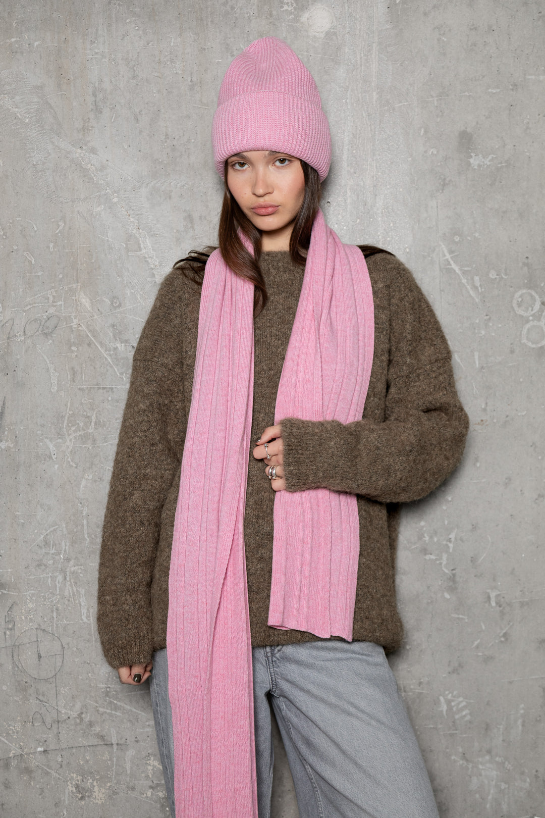 SOFT PINK CASHMERE-MERINO WOOL BEANIE