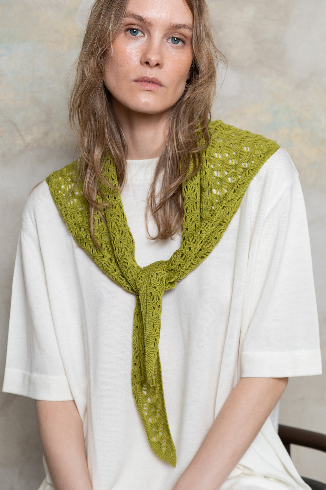 PEAR GREEN EXTRA FINE MERINO WOOL LACE SCARF