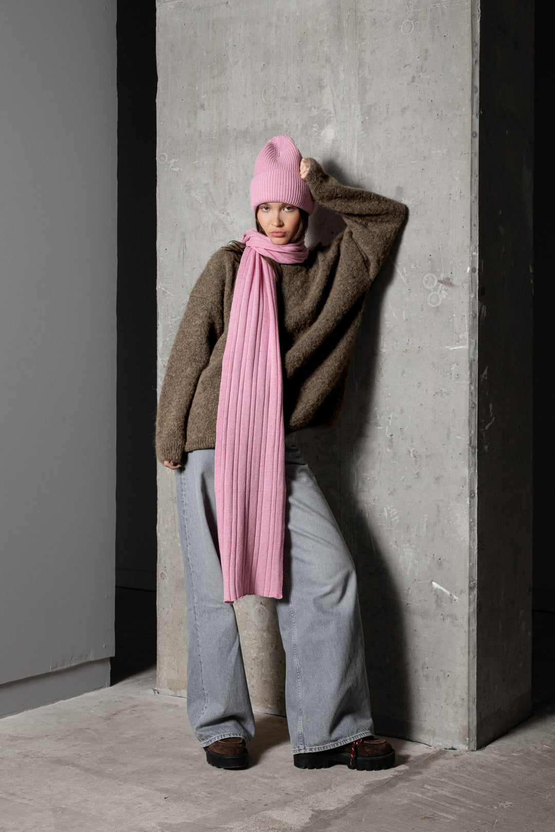 SOFT PINK CASHMERE-MERINO WOOL BEANIE