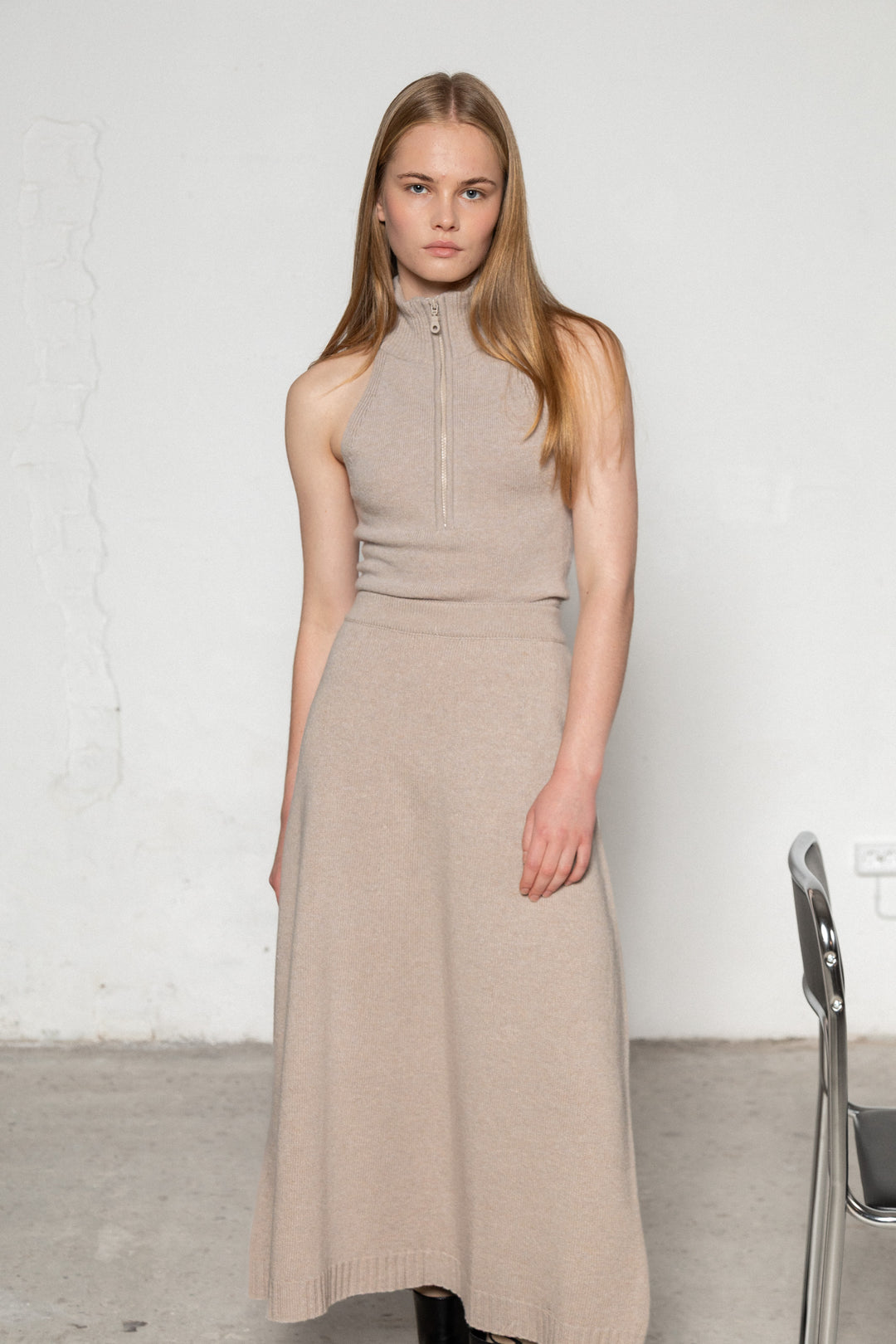 POWDER CASHMERE-MERINO WOOL CROP TOP