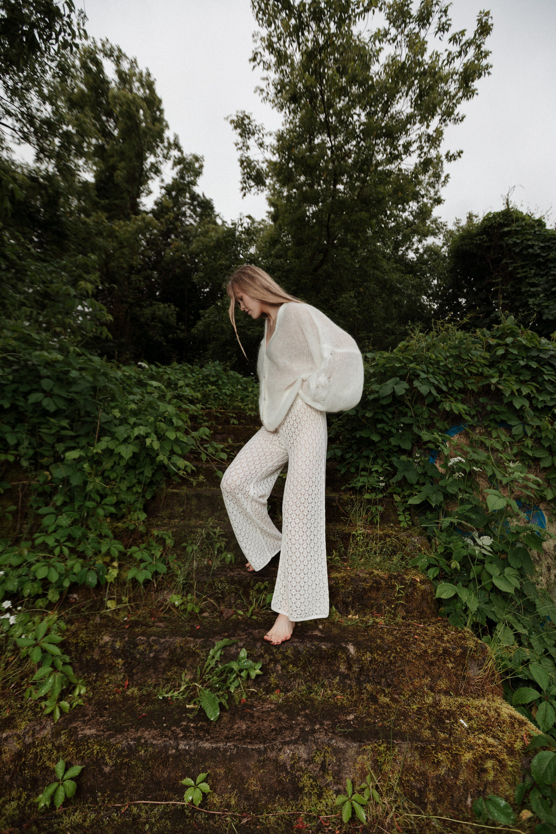 PEARL MOHAIR AND SILK CARDIGAN