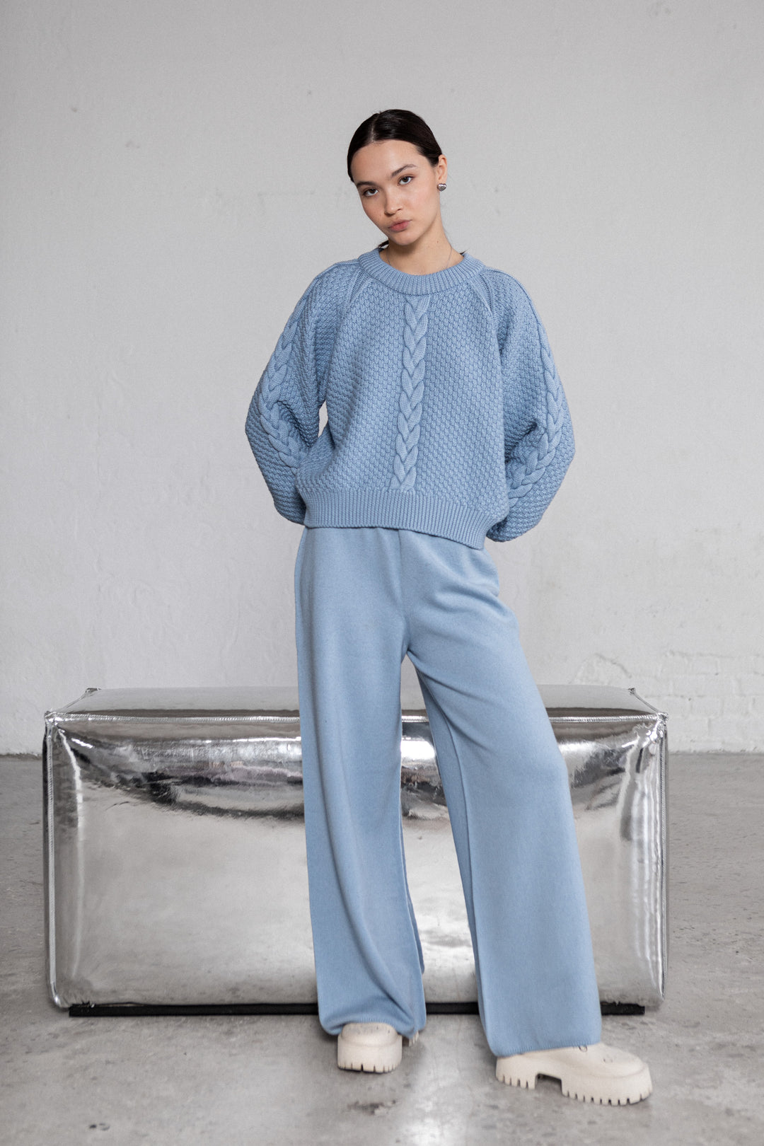 CLOUD BLUE LAMBSWOOL TROUSERS