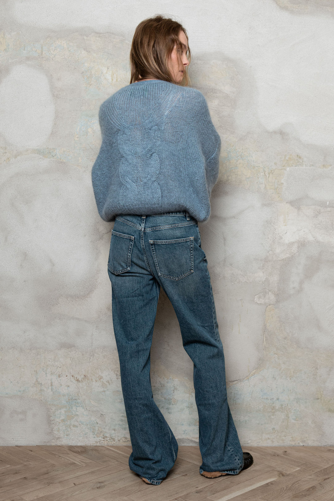 PIGEON BLUE MOHAIR AND SILK CROPPED CARDIGAN