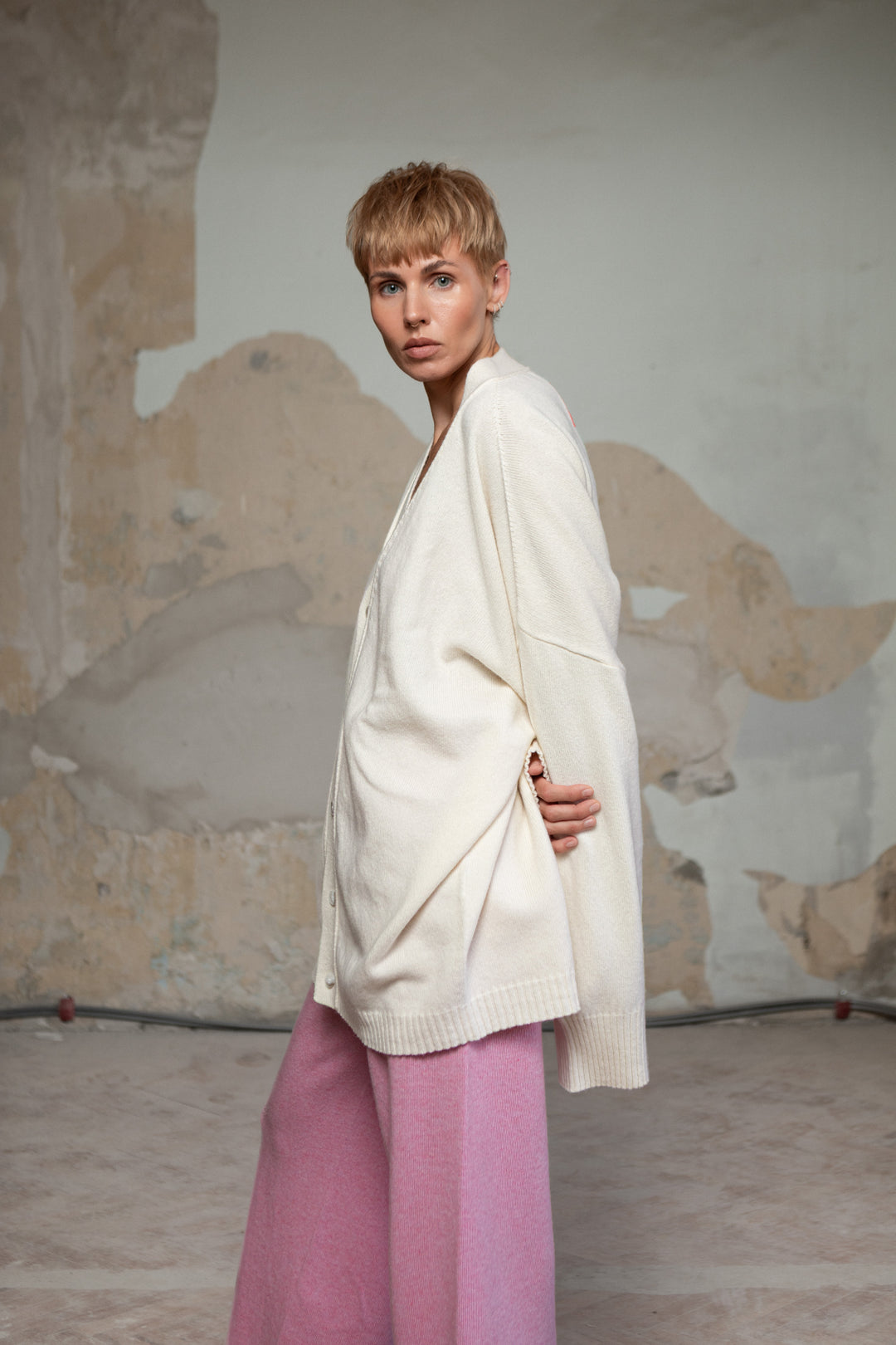 PEARL CASHMERE-MERINO WOOL CARDIGAN