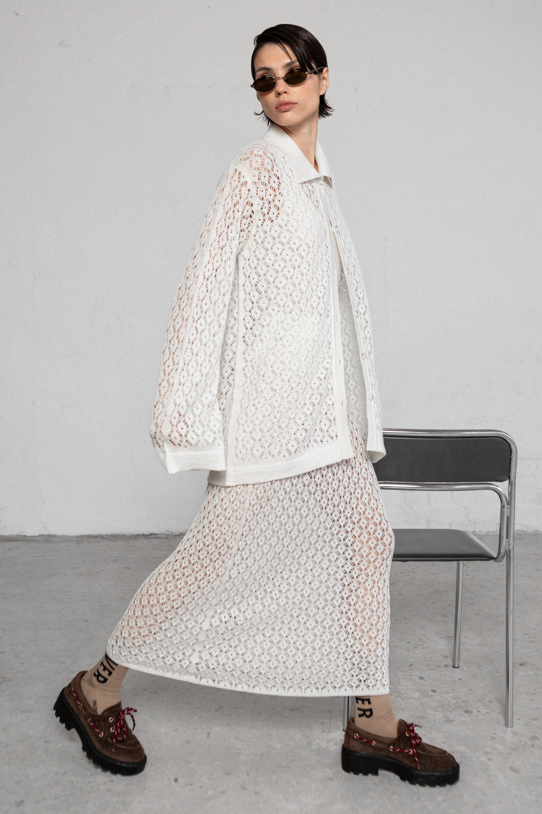PEARL EXTRA FINE MERINO WOOL LACE SKIRT