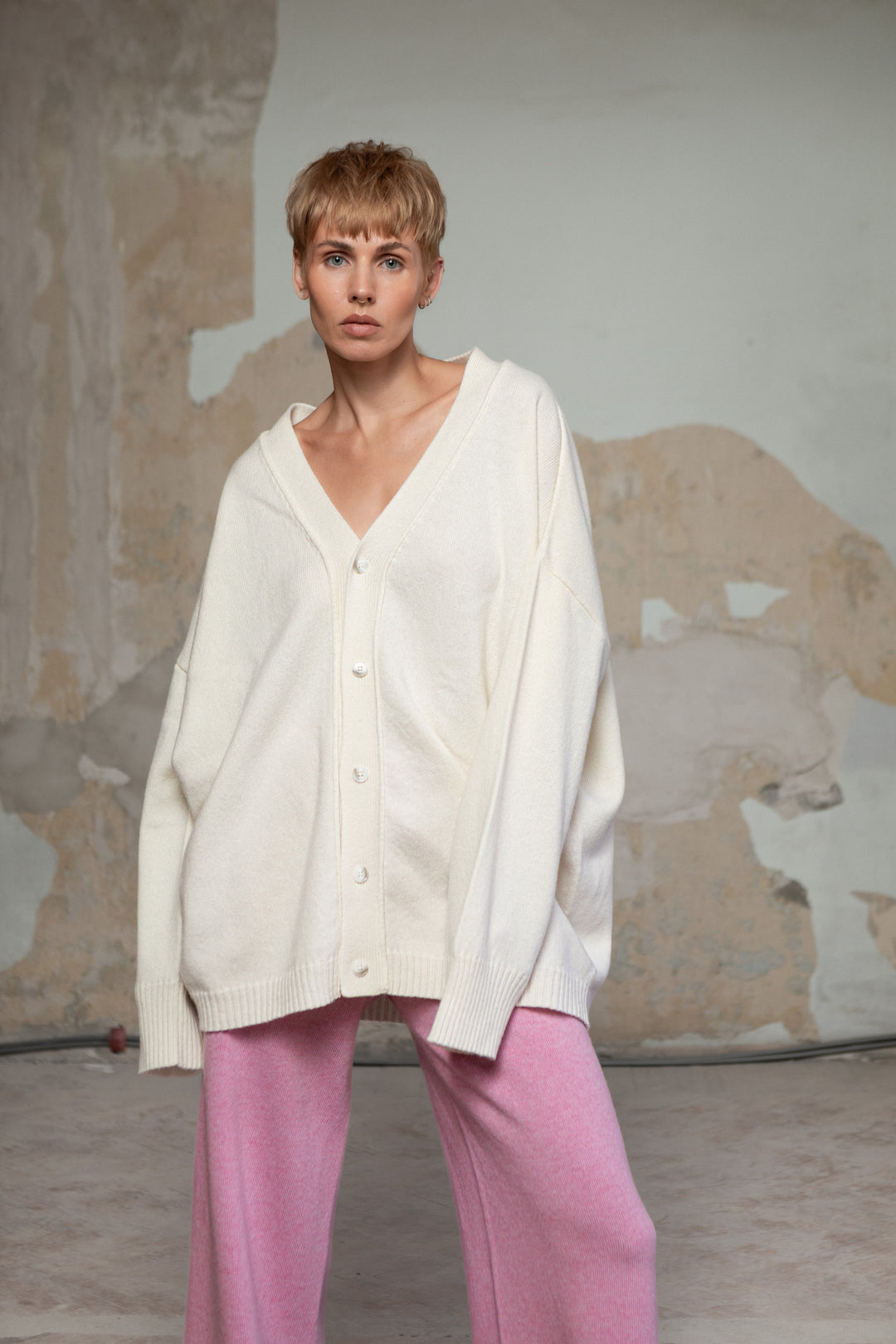PEARL CASHMERE-MERINO WOOL CARDIGAN