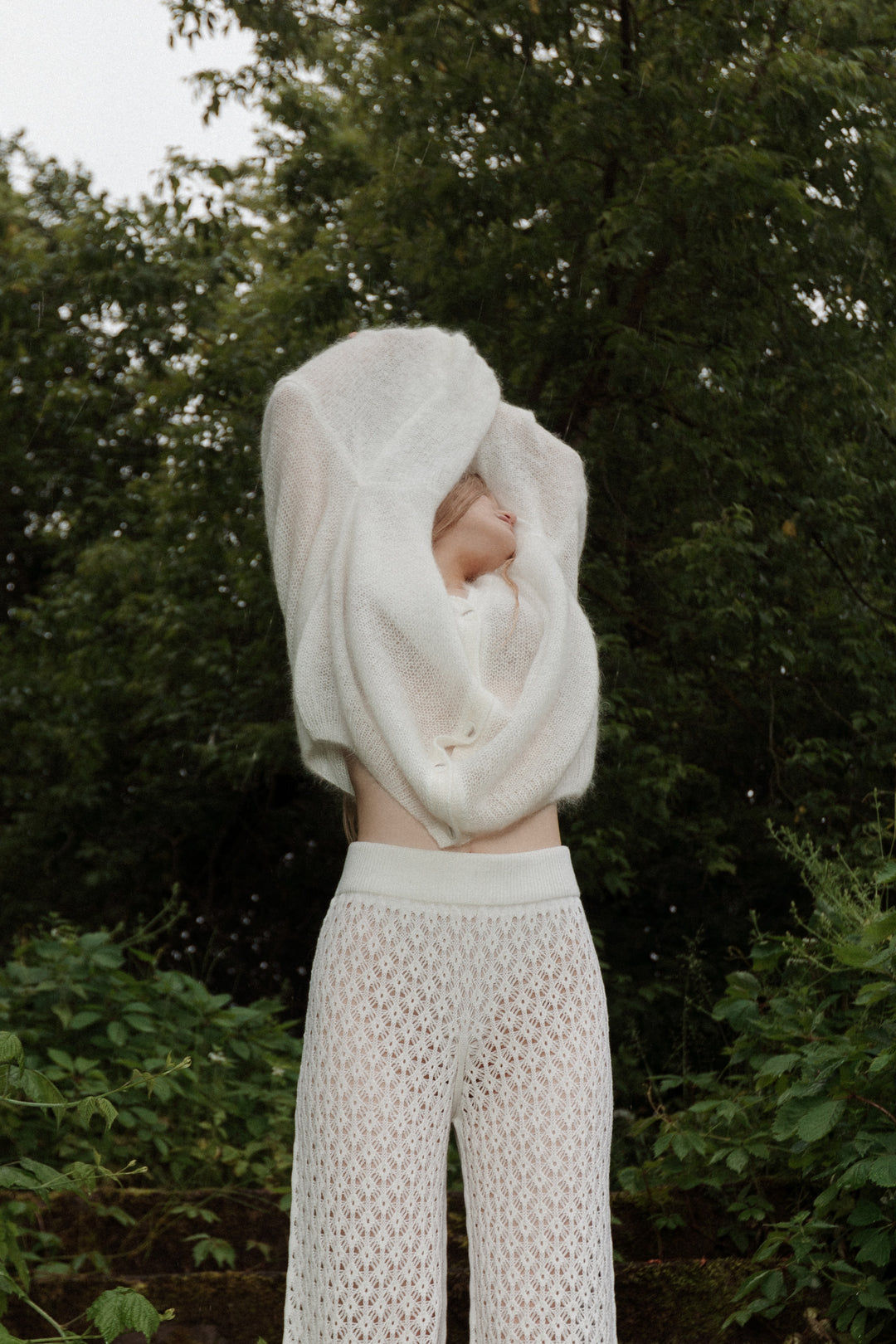 PEARL MOHAIR AND SILK CARDIGAN