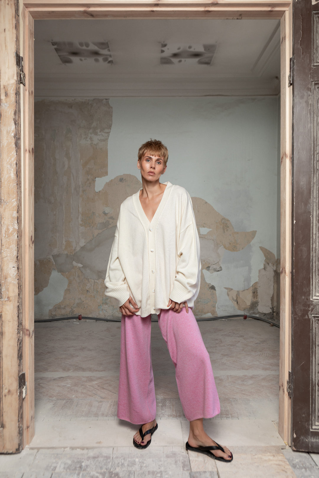PEARL CASHMERE-MERINO WOOL CARDIGAN