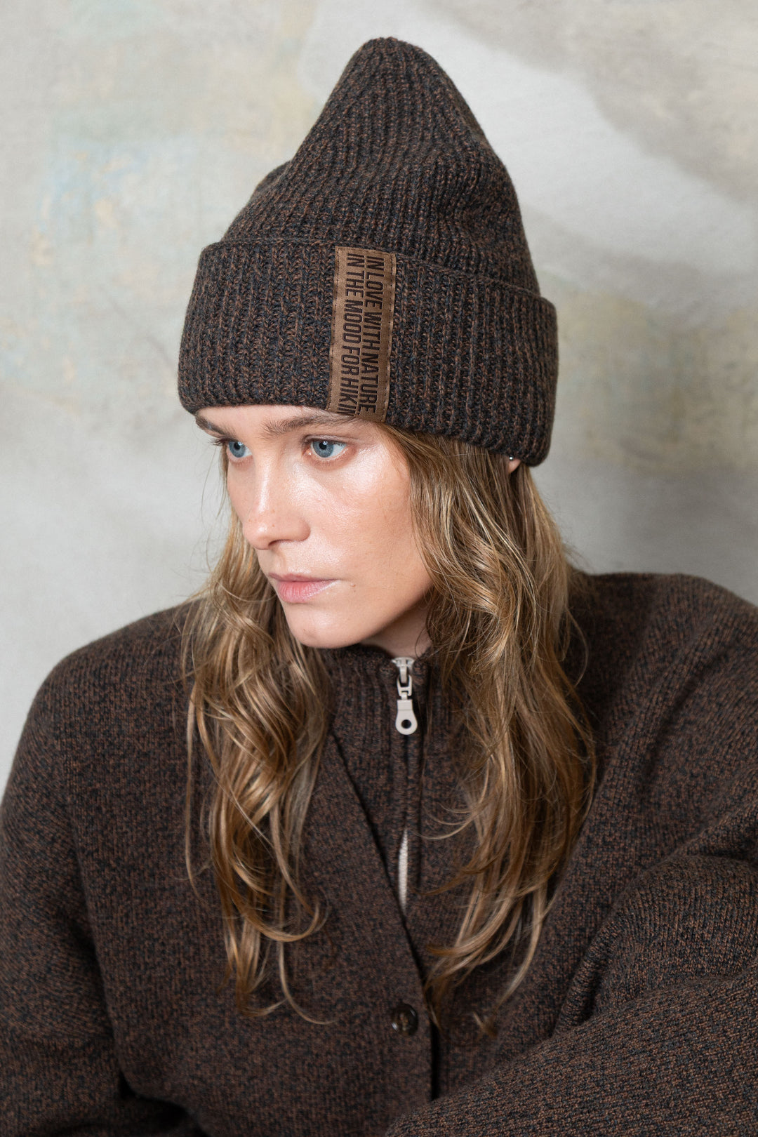 CHOCOLATE BROWN MELANGE CASHMERE-MERINO WOOL BEANIE