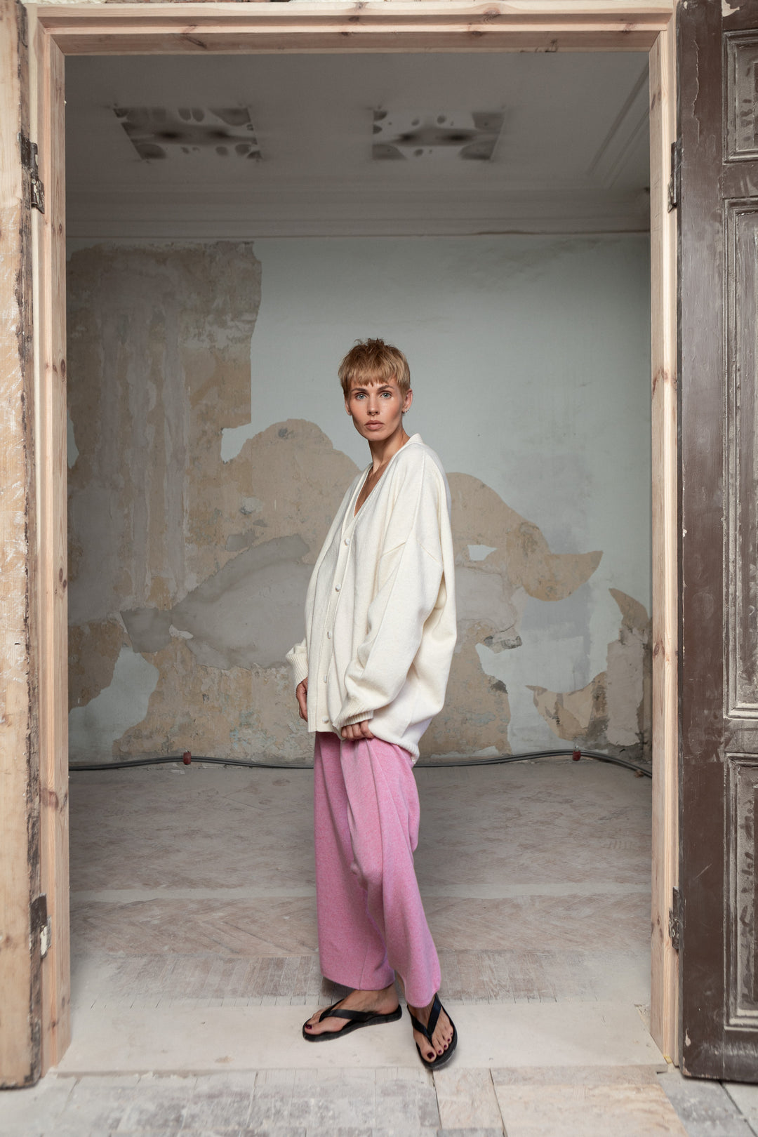 PEARL CASHMERE-MERINO WOOL CARDIGAN