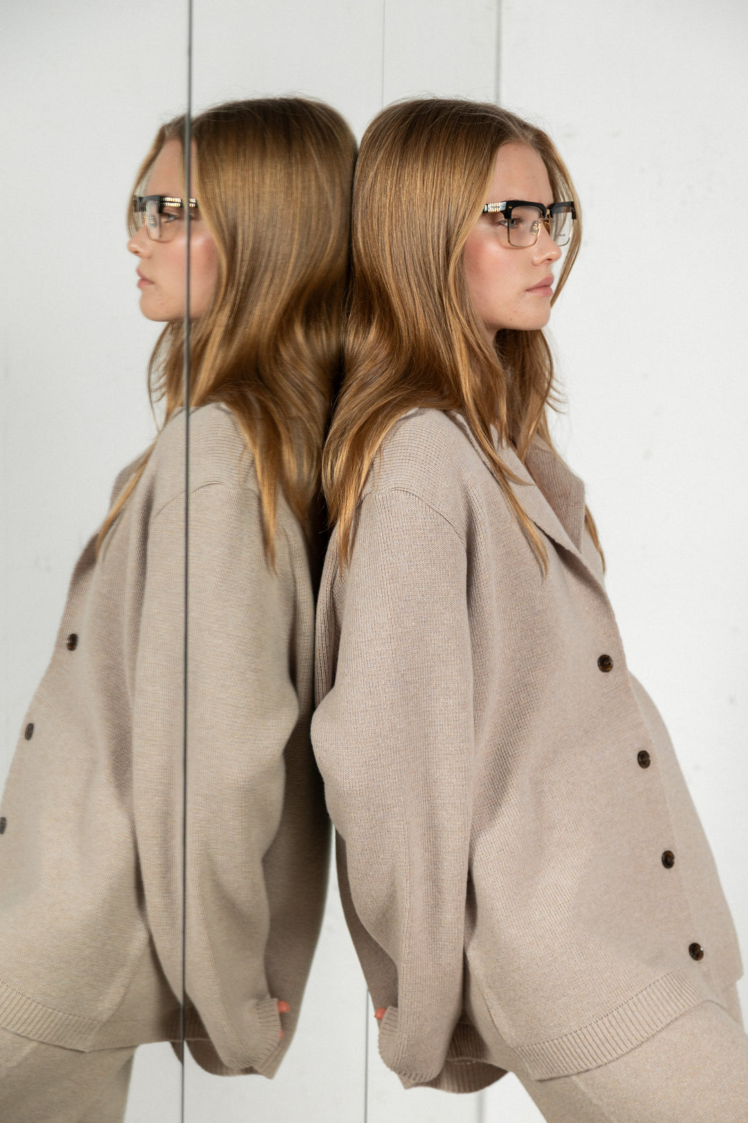 POWDER CASHMERE-MERINO WOOL JACKET CARDIGAN