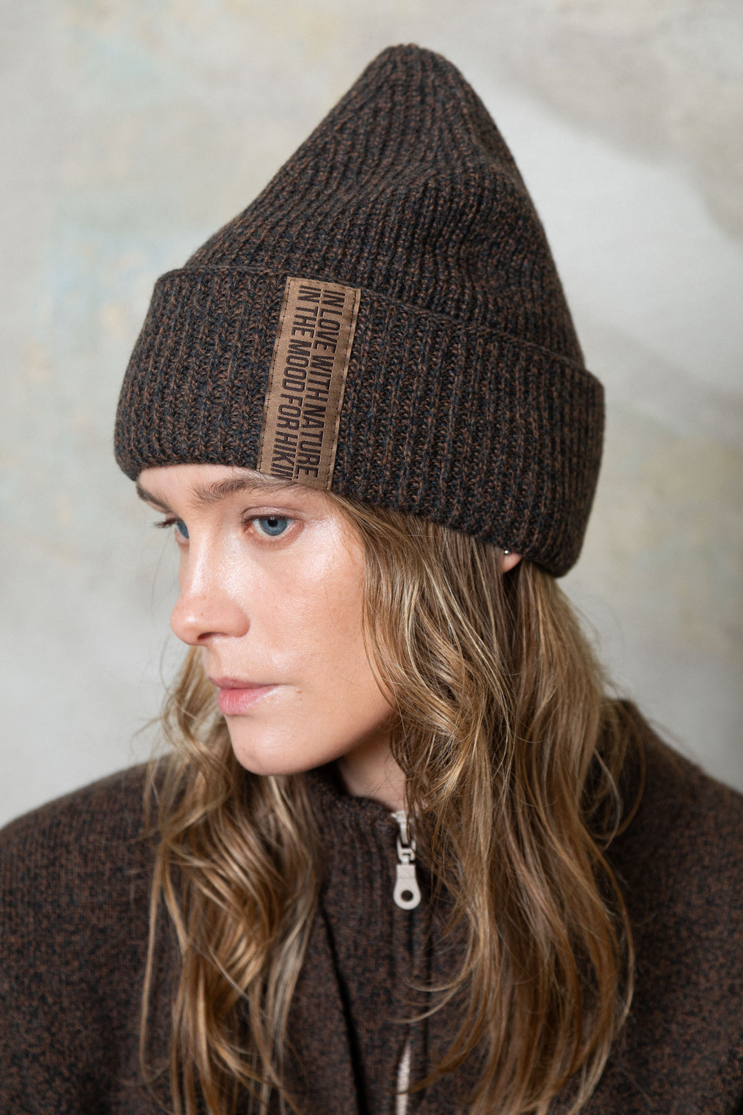 CHOCOLATE BROWN MELANGE CASHMERE-MERINO WOOL BEANIE