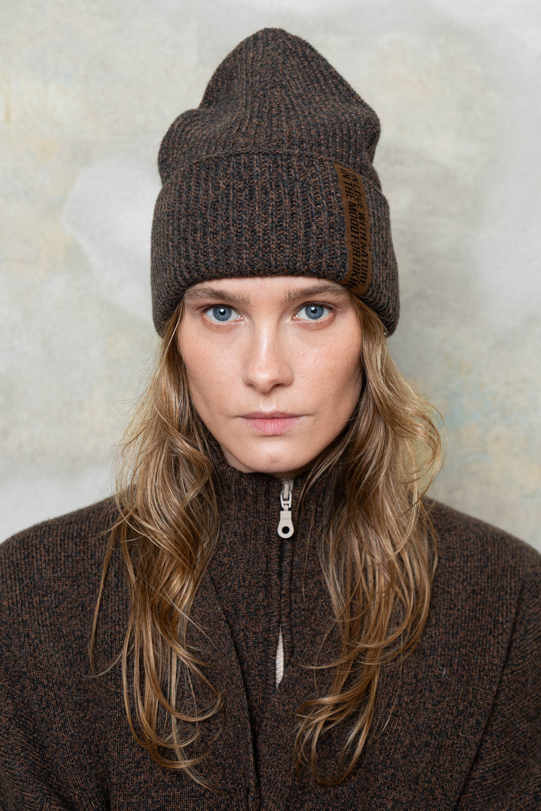 CHOCOLATE BROWN MELANGE CASHMERE-MERINO WOOL BEANIE