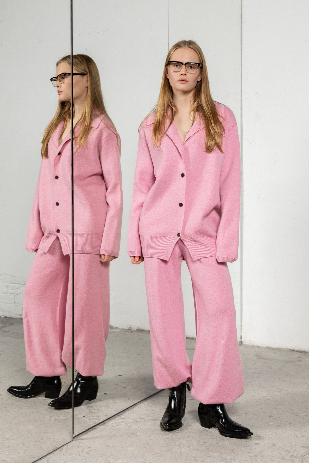 SOFT PINK CASHMERE-MERINO WOOL TROUSERS