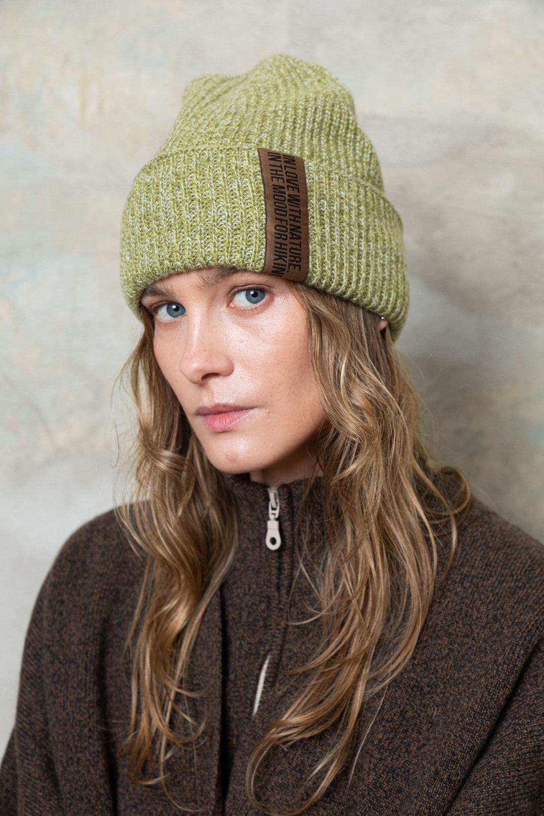 MOSS GREEN MELANGE CASHMERE-MERINO WOOL BEANIE