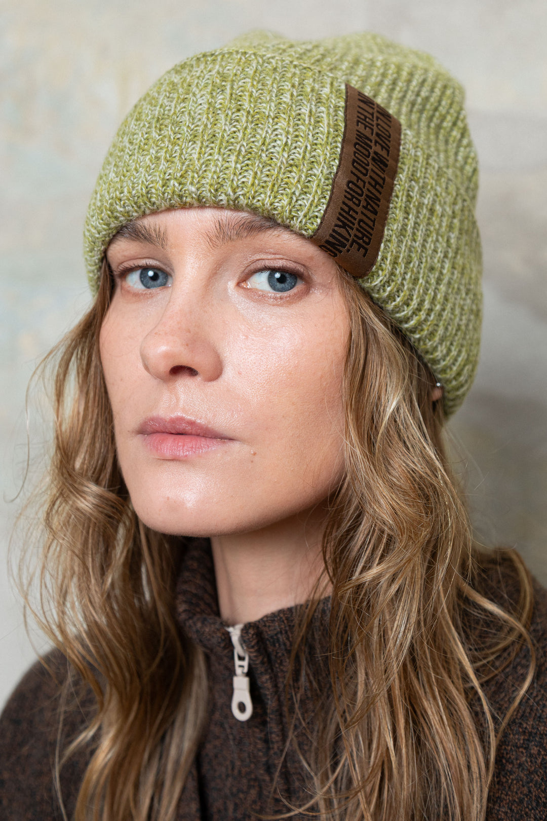 MOSS GREEN MELANGE CASHMERE-MERINO WOOL BEANIE