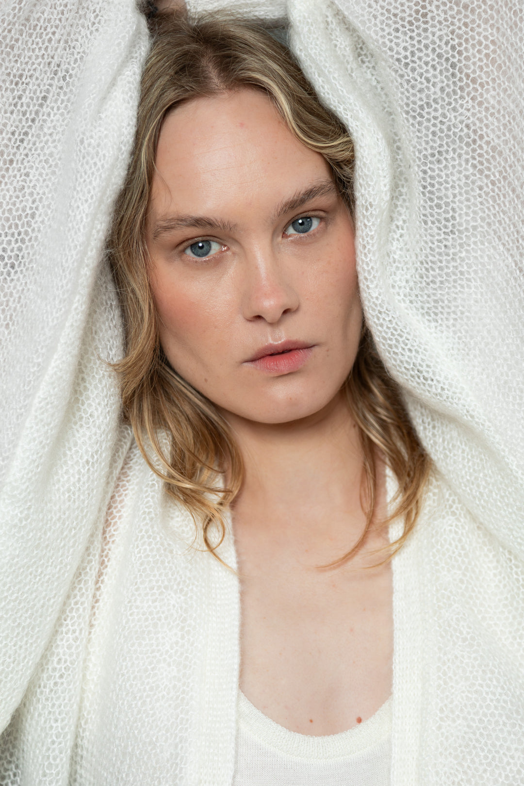 PEARL MOHAIR AND SILK CARDIGAN