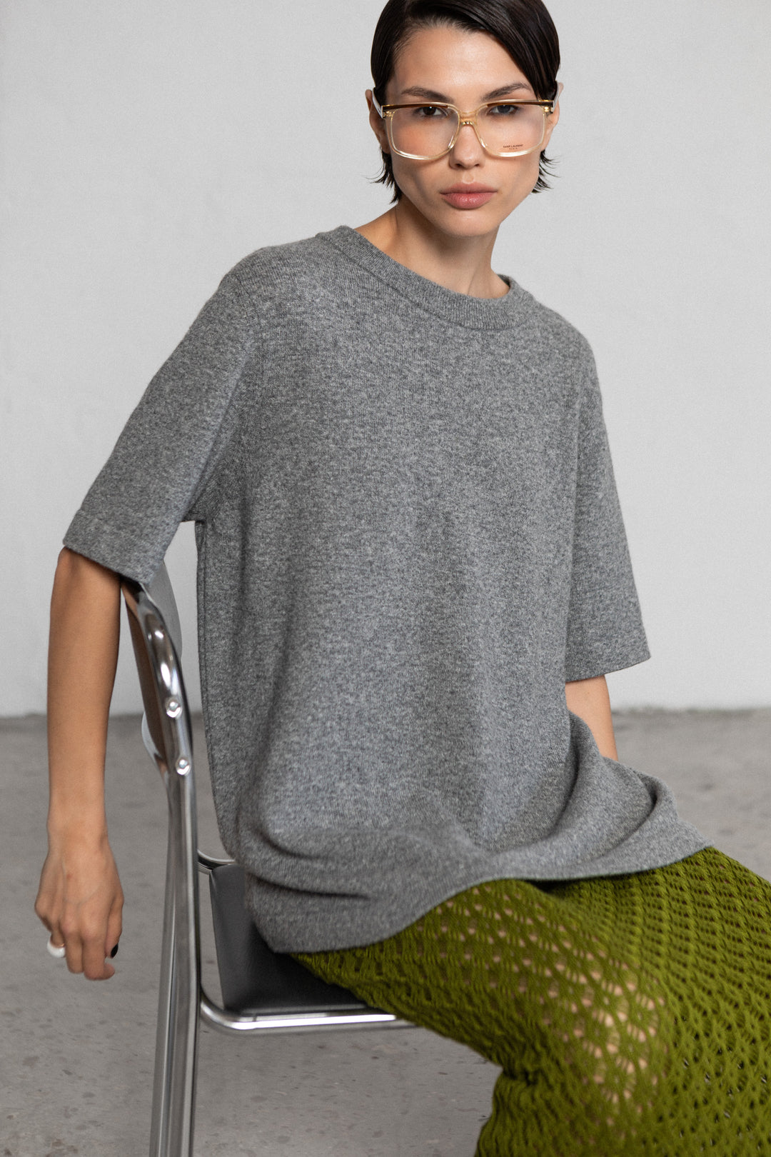 LIGHT GREY LAMBSWOOL T-SHIRT