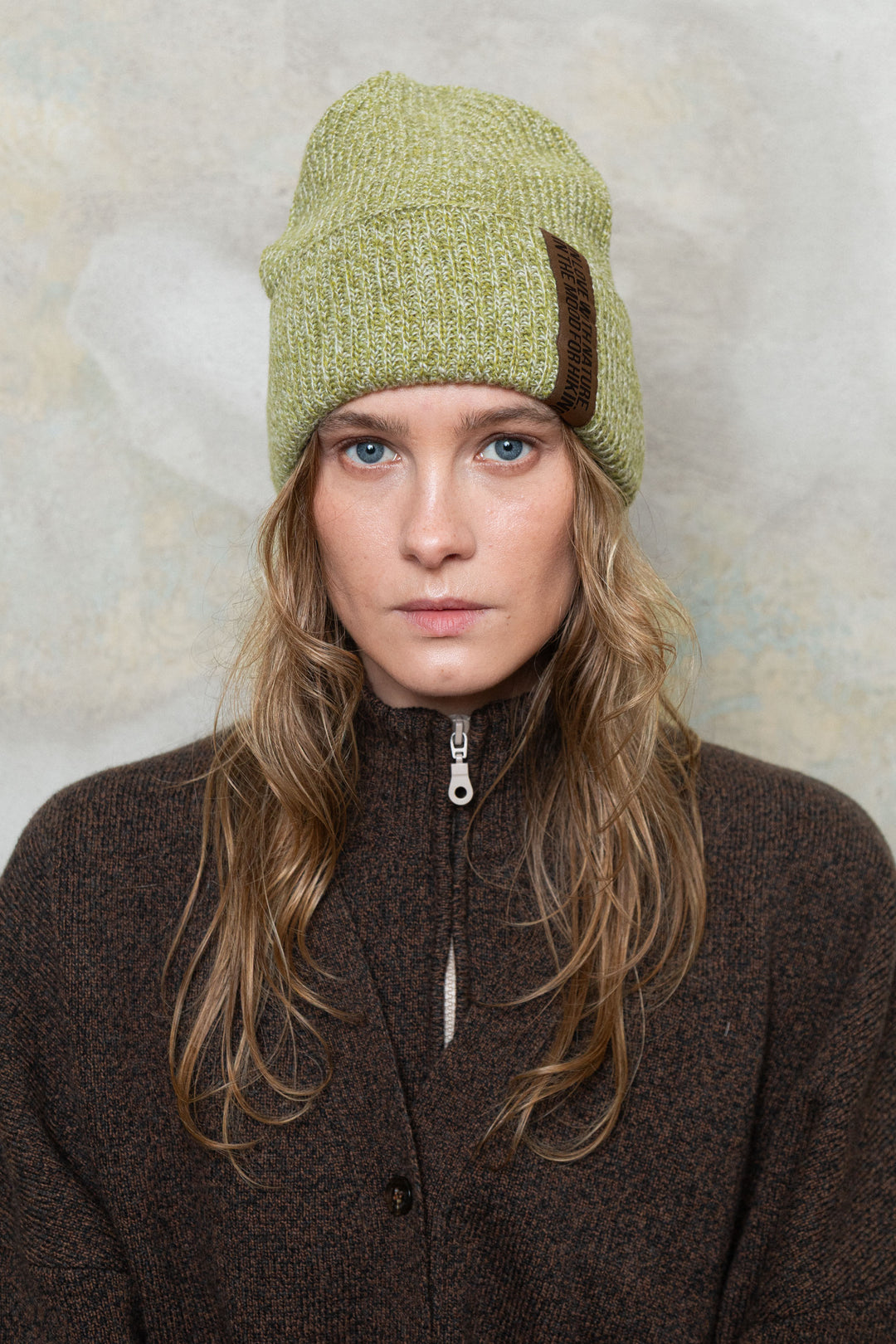 MOSS GREEN MELANGE CASHMERE-MERINO WOOL BEANIE