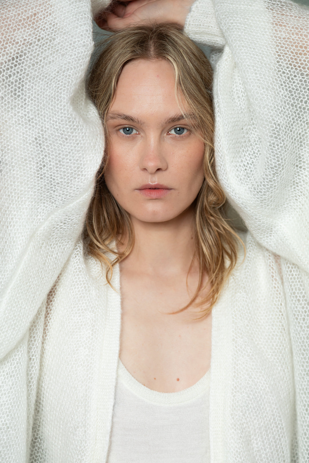 PEARL MOHAIR AND SILK CARDIGAN