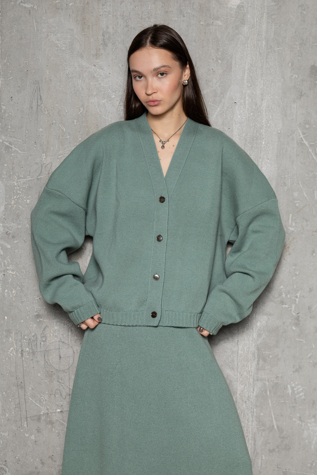 SEA GREEN LAMBSWOOL MAXI SKIRT