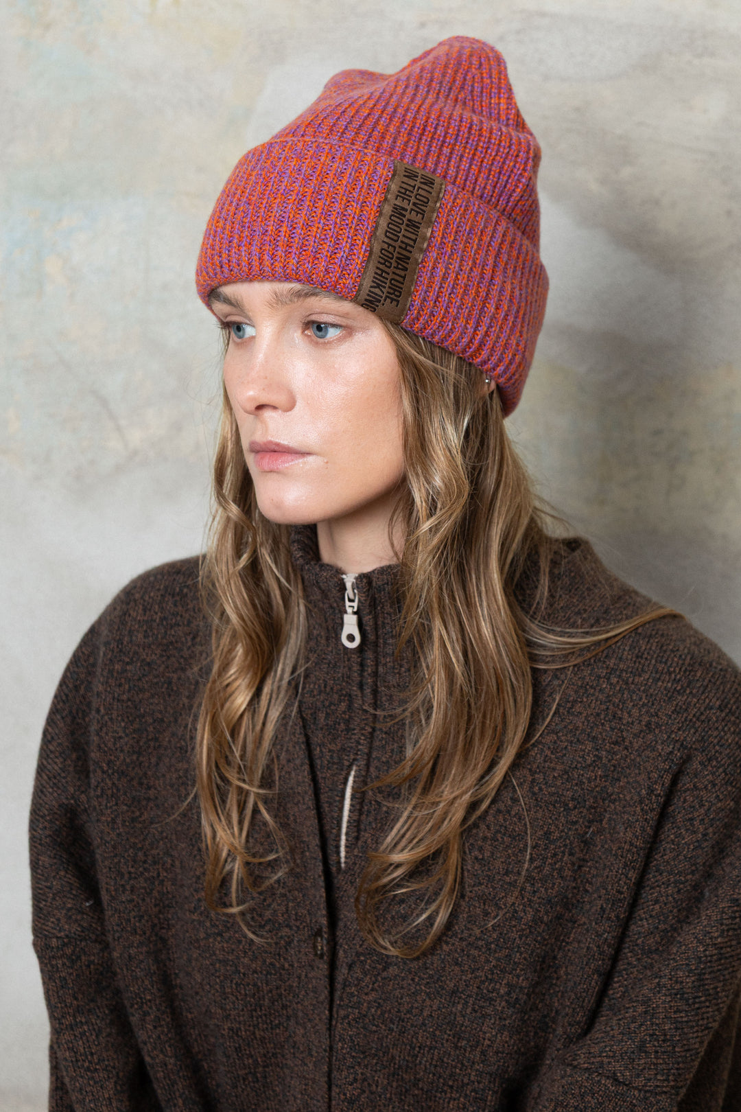 RASPBERRY MELANGE CASHMERE-MERINO WOOL BEANIE