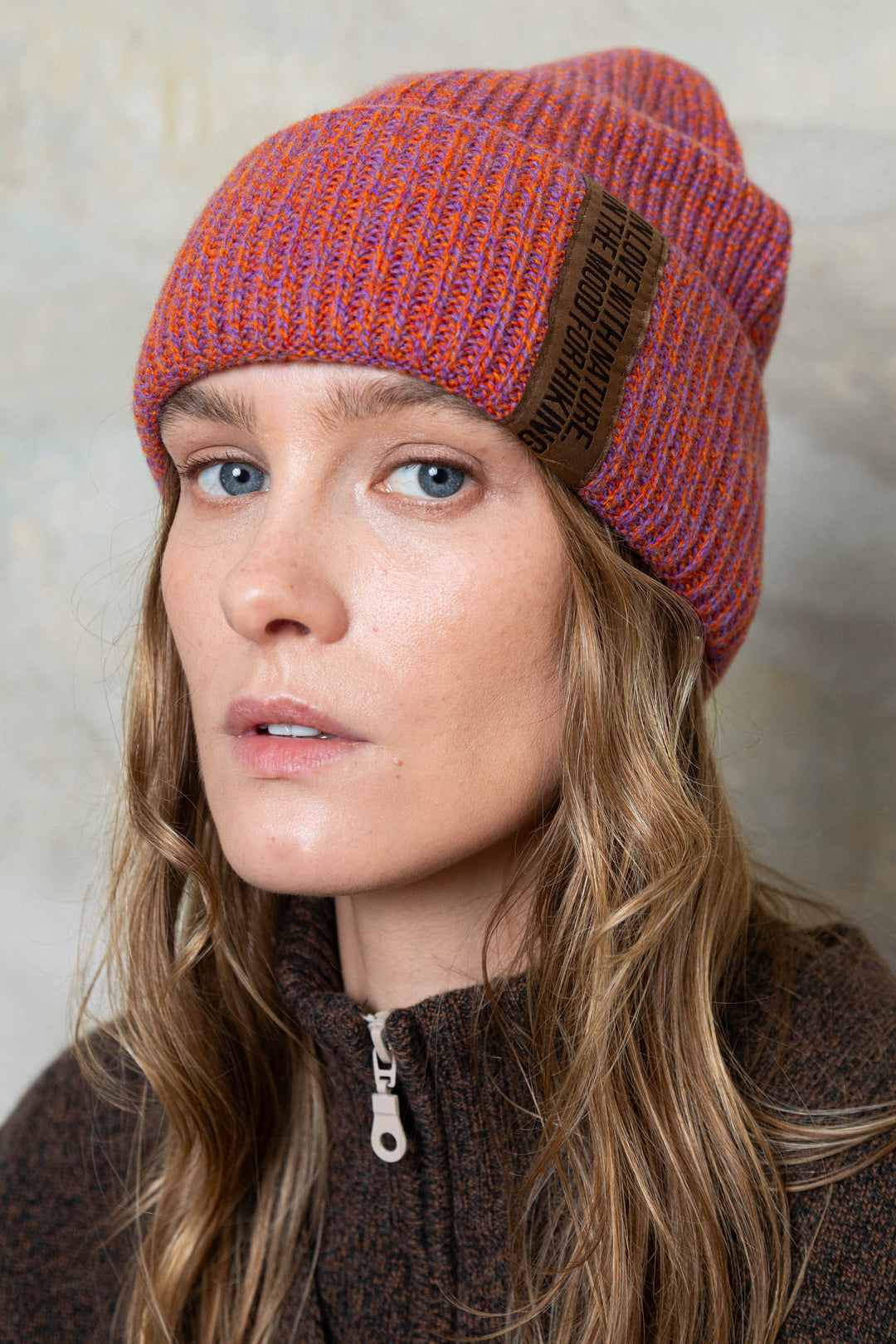 RASPBERRY MELANGE CASHMERE-MERINO WOOL BEANIE