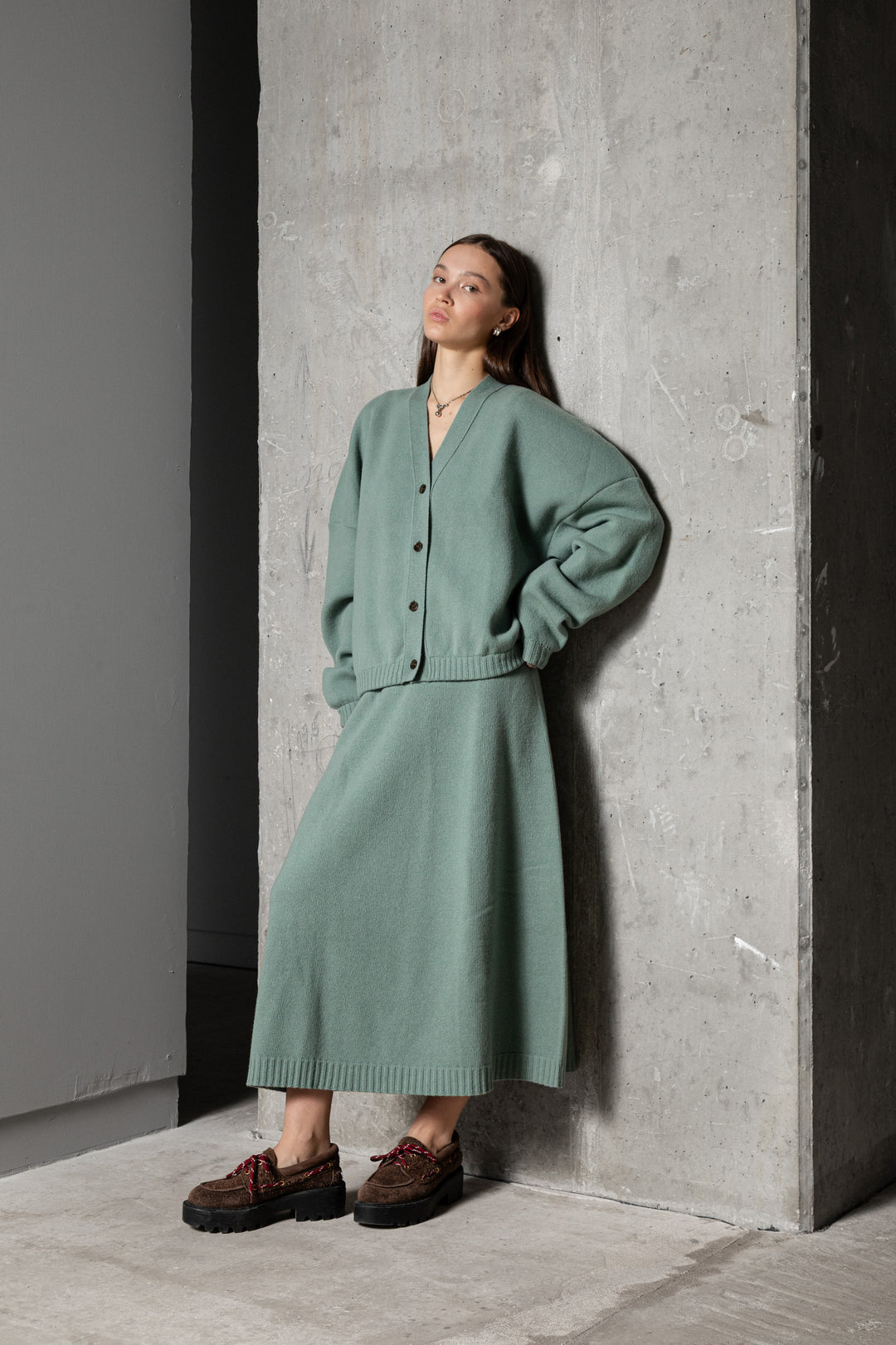 SEA GREEN LAMBSWOOL MAXI SKIRT