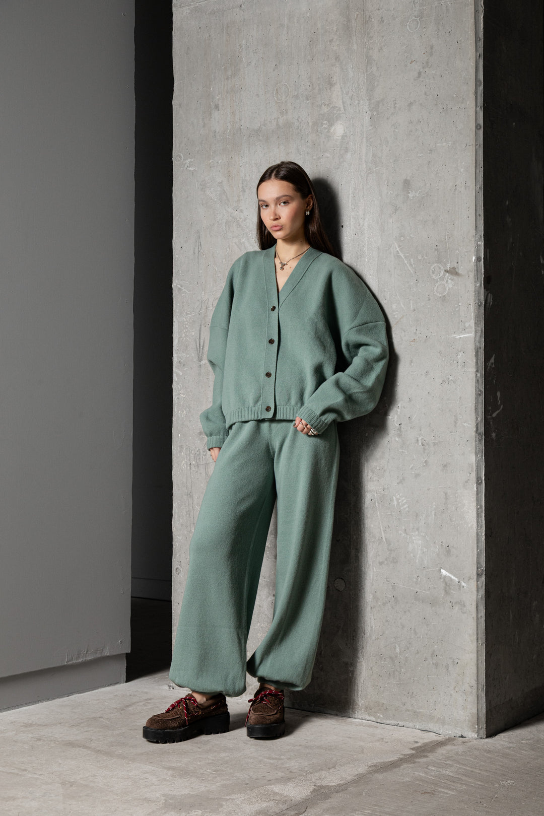 SEA GREEN LAMBSWOOL TROUSERS