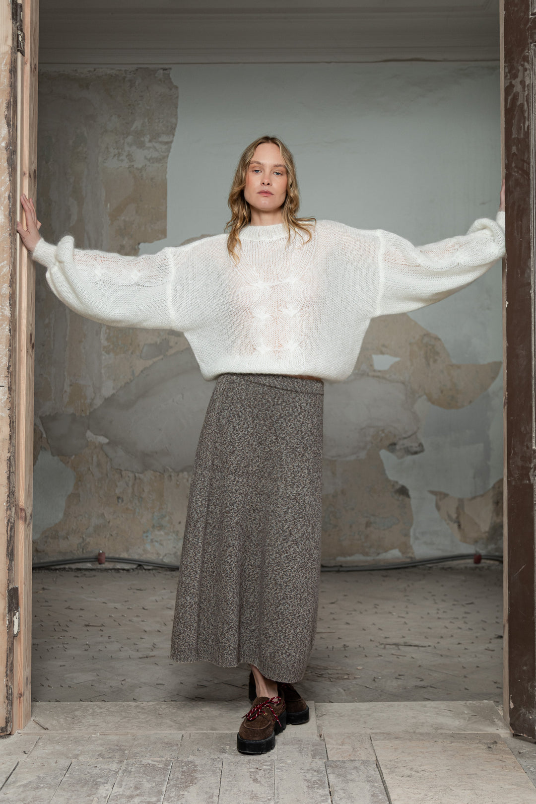 PEARL MOHAIR AND SILK SWEATER