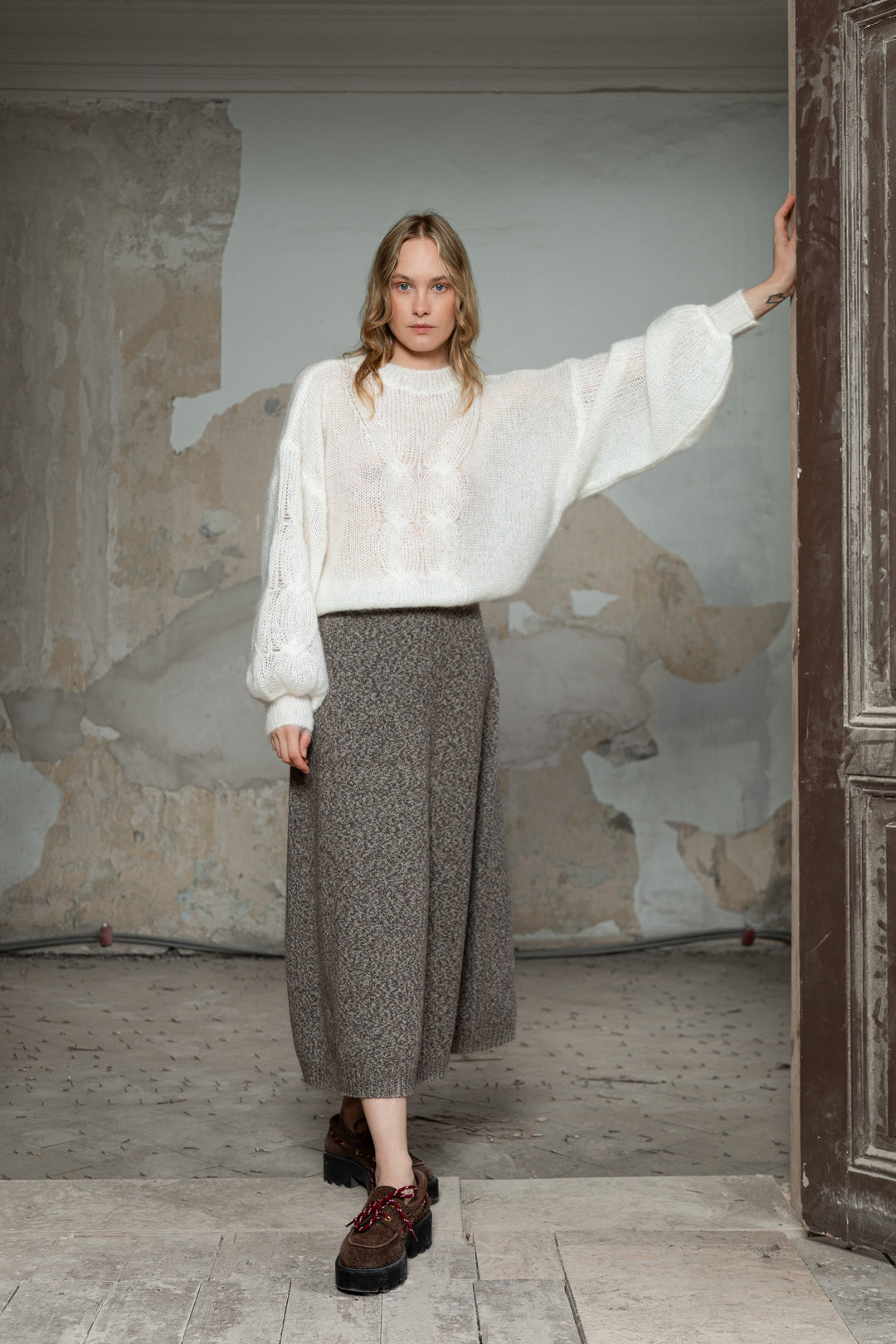 PEARL MOHAIR AND SILK SWEATER