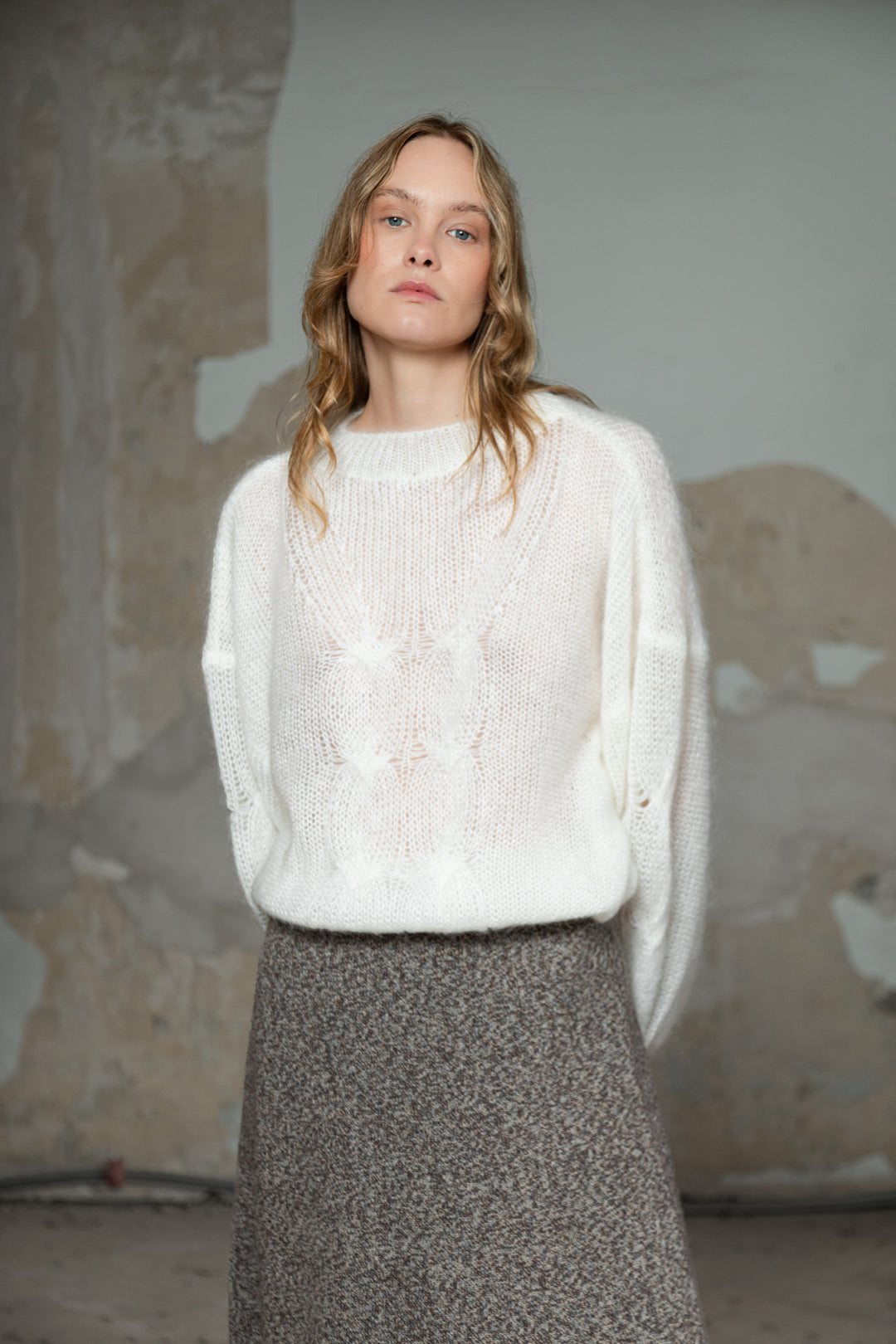 PEARL MOHAIR AND SILK SWEATER