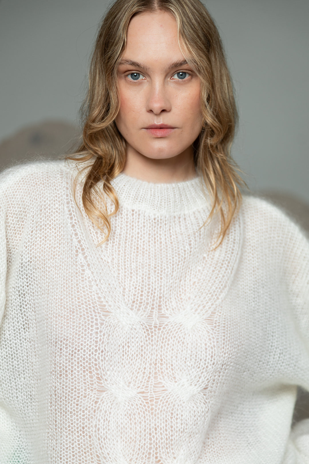 PEARL MOHAIR AND SILK SWEATER