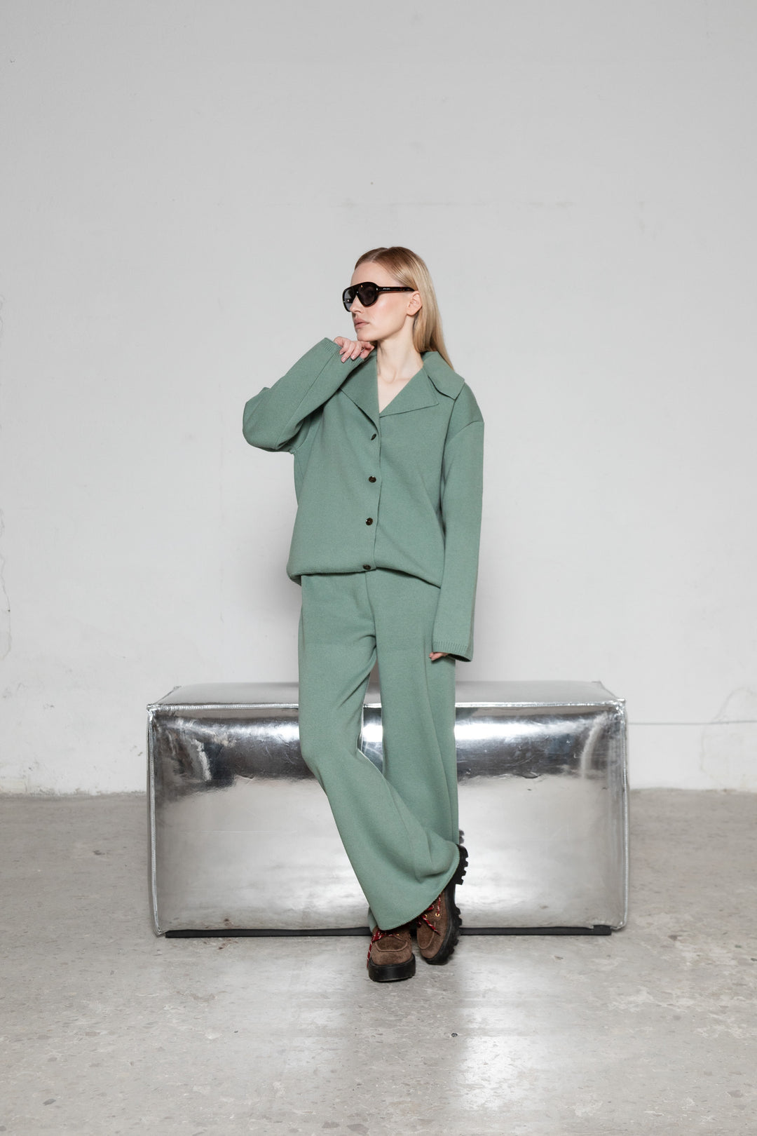 SEA GREEN LAMBSWOOL TROUSERS