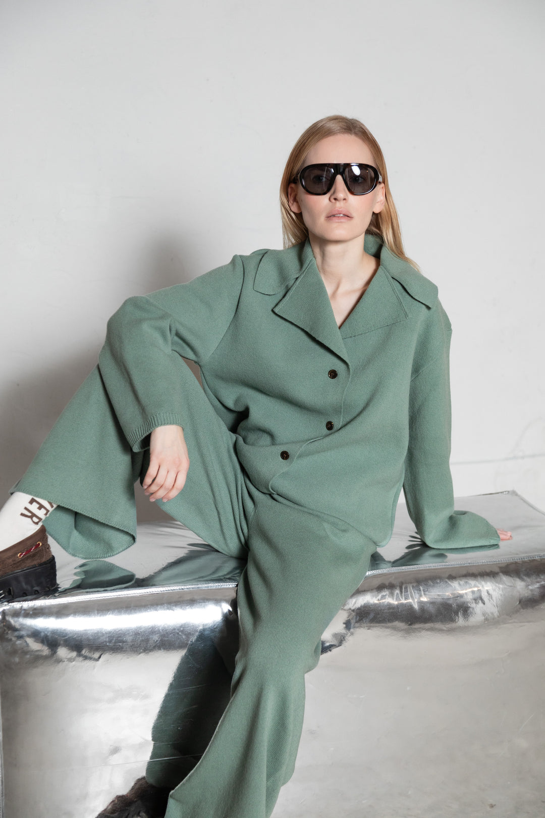 SEA GREEN LAMBSWOOL JACKET CARDIGAN