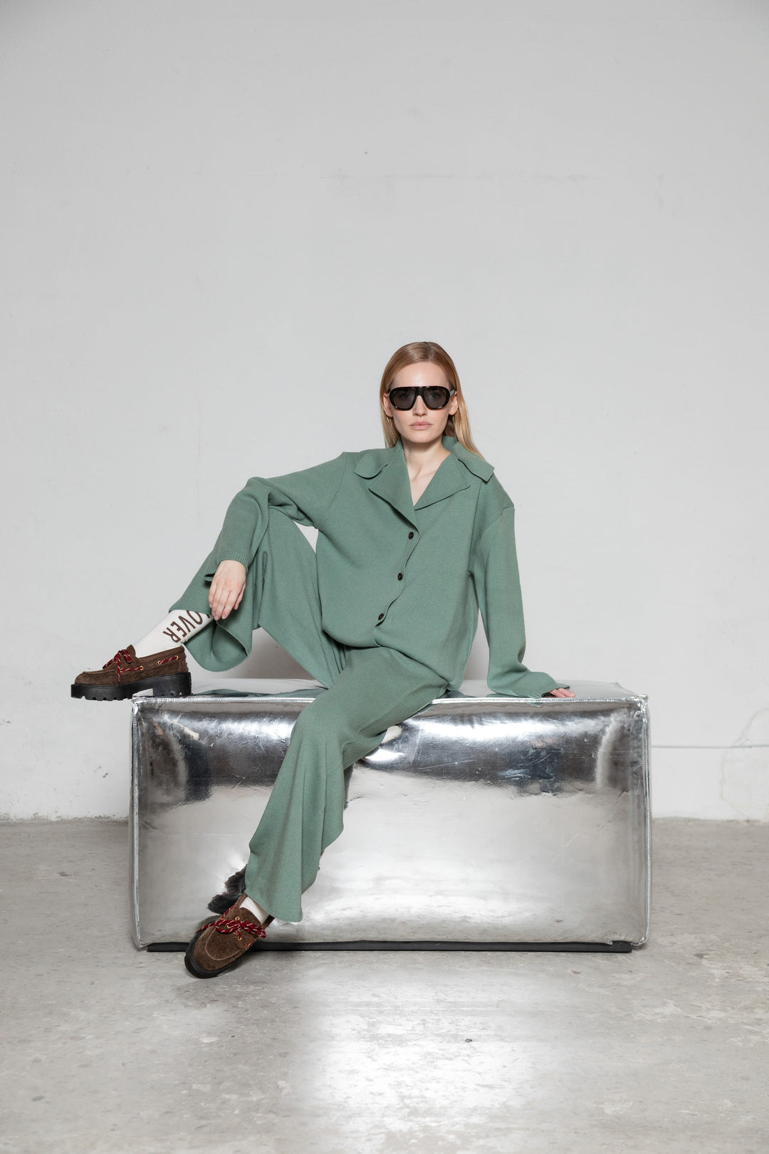 SEA GREEN LAMBSWOOL JACKET CARDIGAN