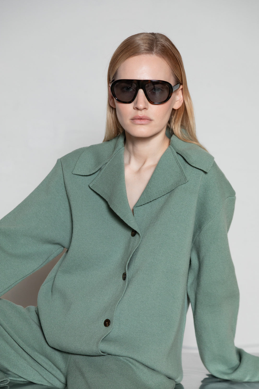 SEA GREEN LAMBSWOOL JACKET CARDIGAN