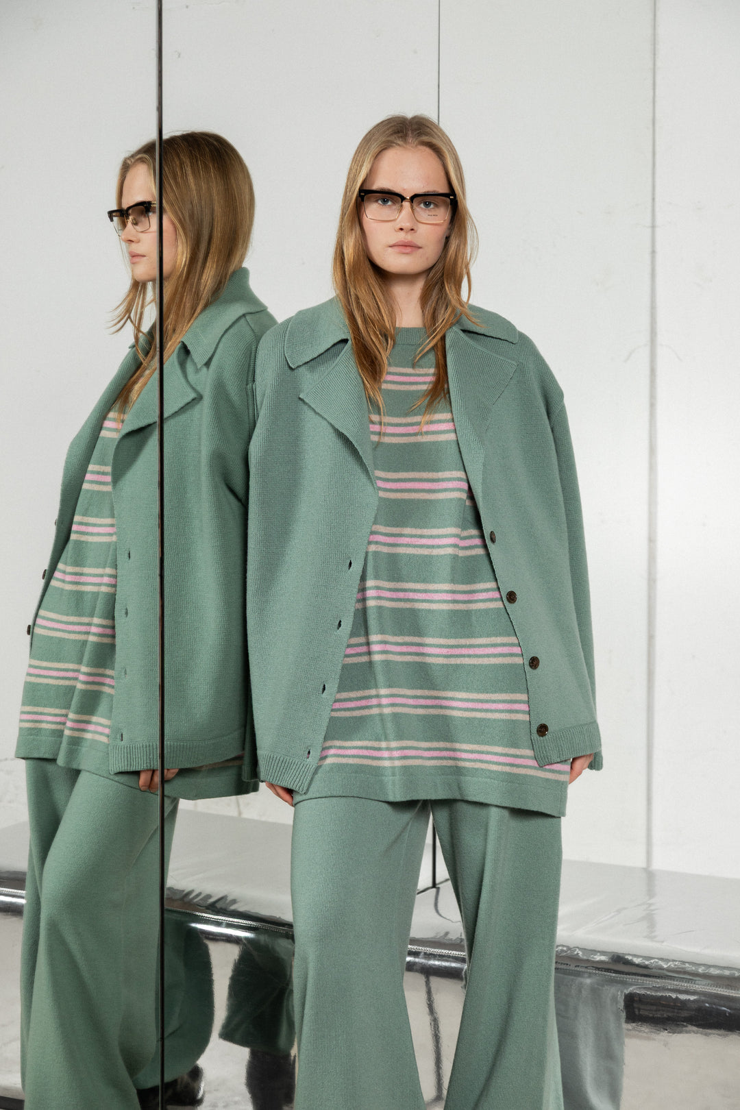 SEA GREEN LAMBSWOOL JACKET CARDIGAN