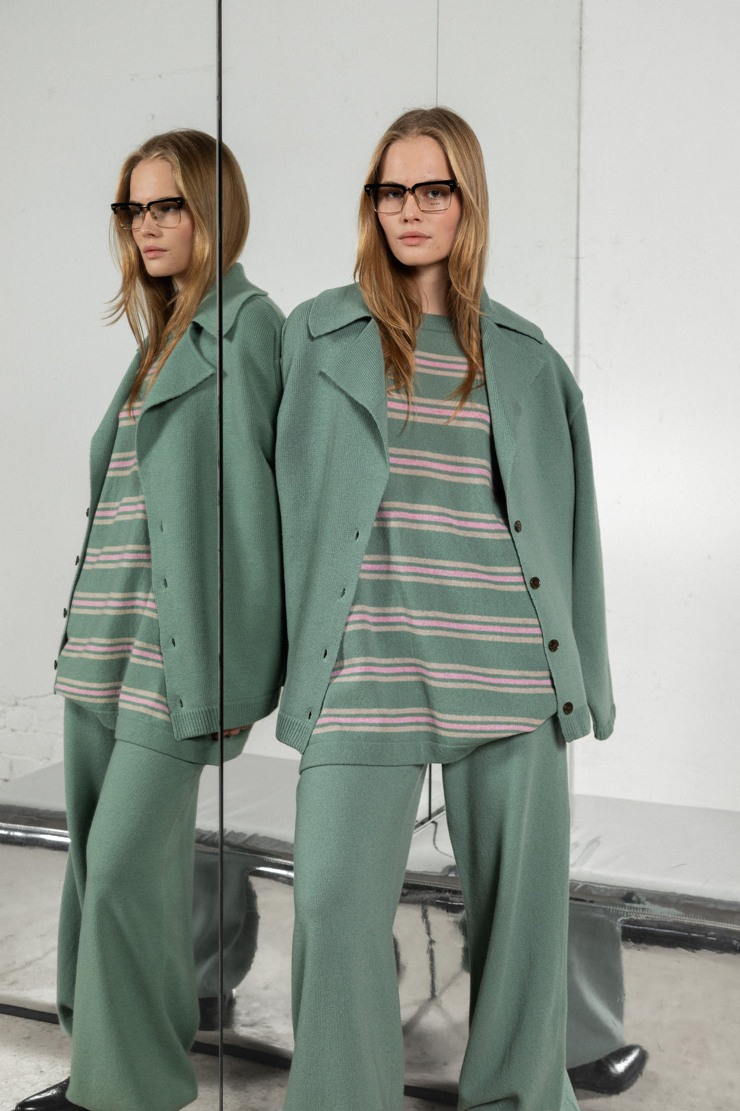 SEA GREEN LAMBSWOOL JACKET CARDIGAN