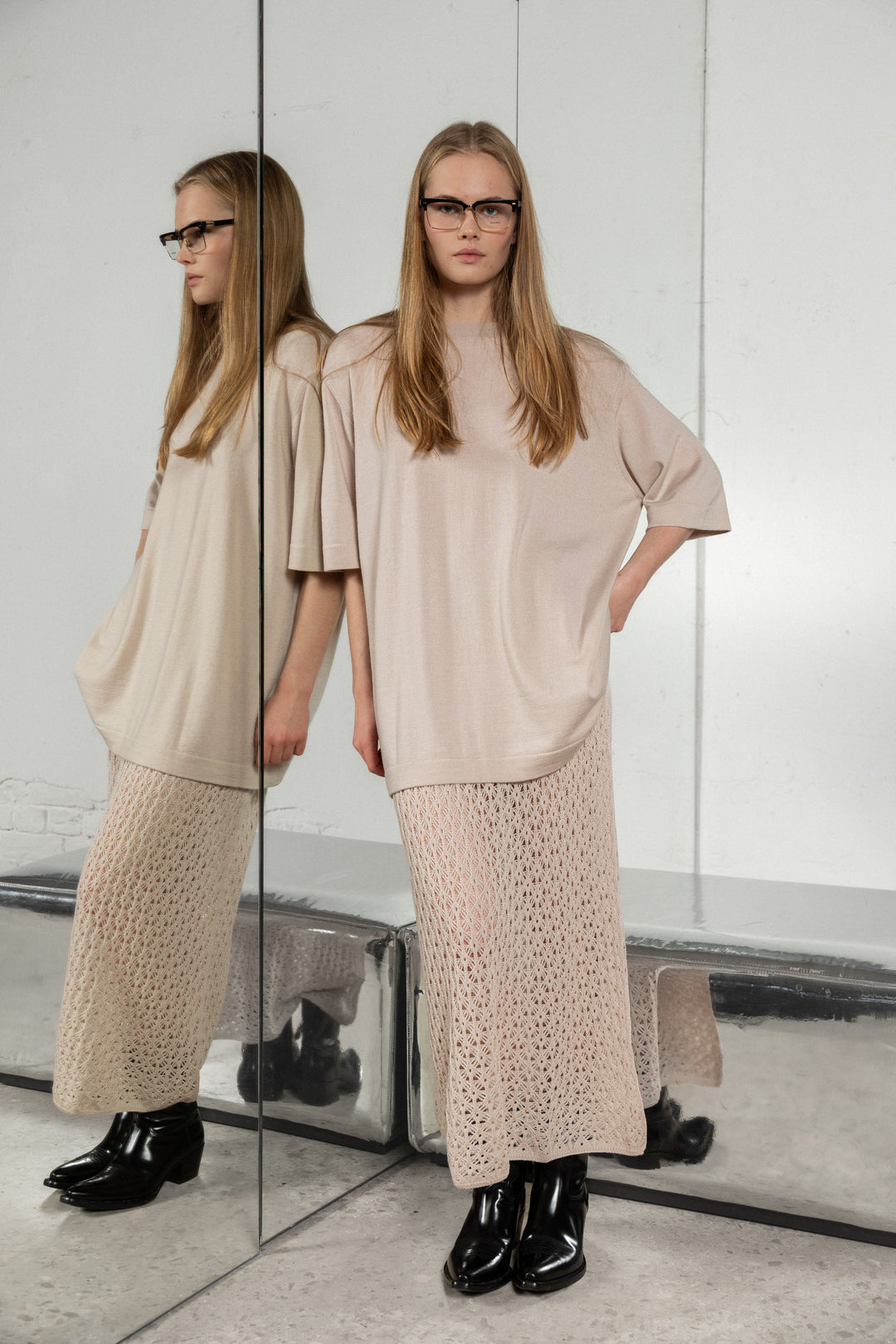 SOFT POWDER EXTRA FINE MERINO WOOL T-SHIRT