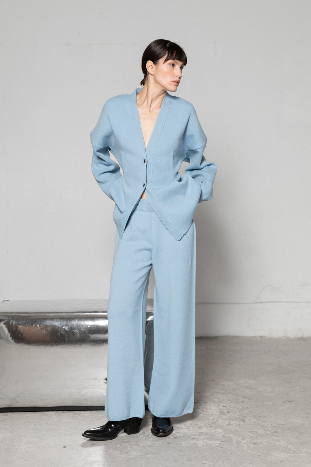 CLOUD BLUE LAMBSWOOL TROUSERS