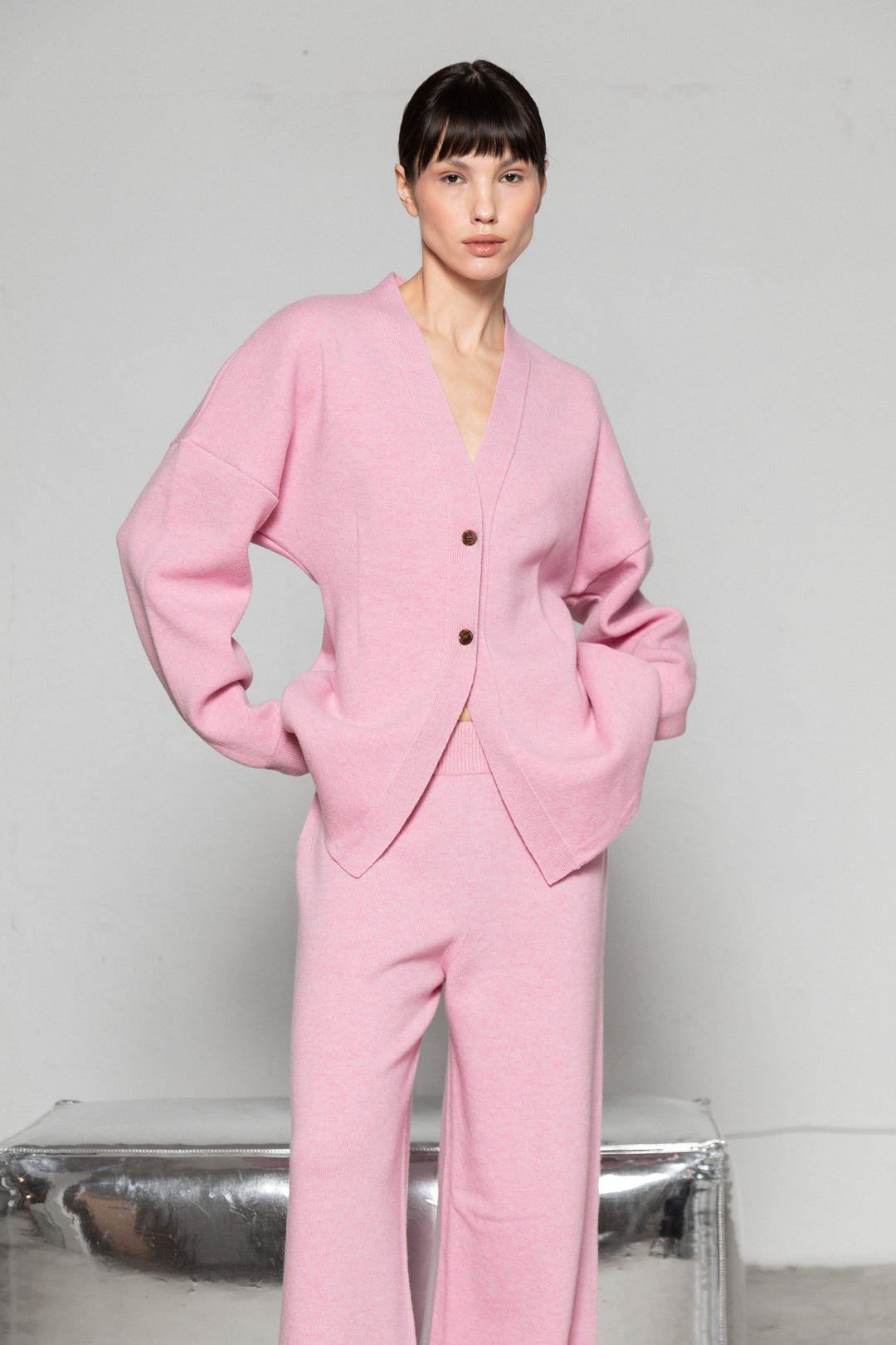 SOFT PINK CASHMERE-MERINO WOOL TROUSERS