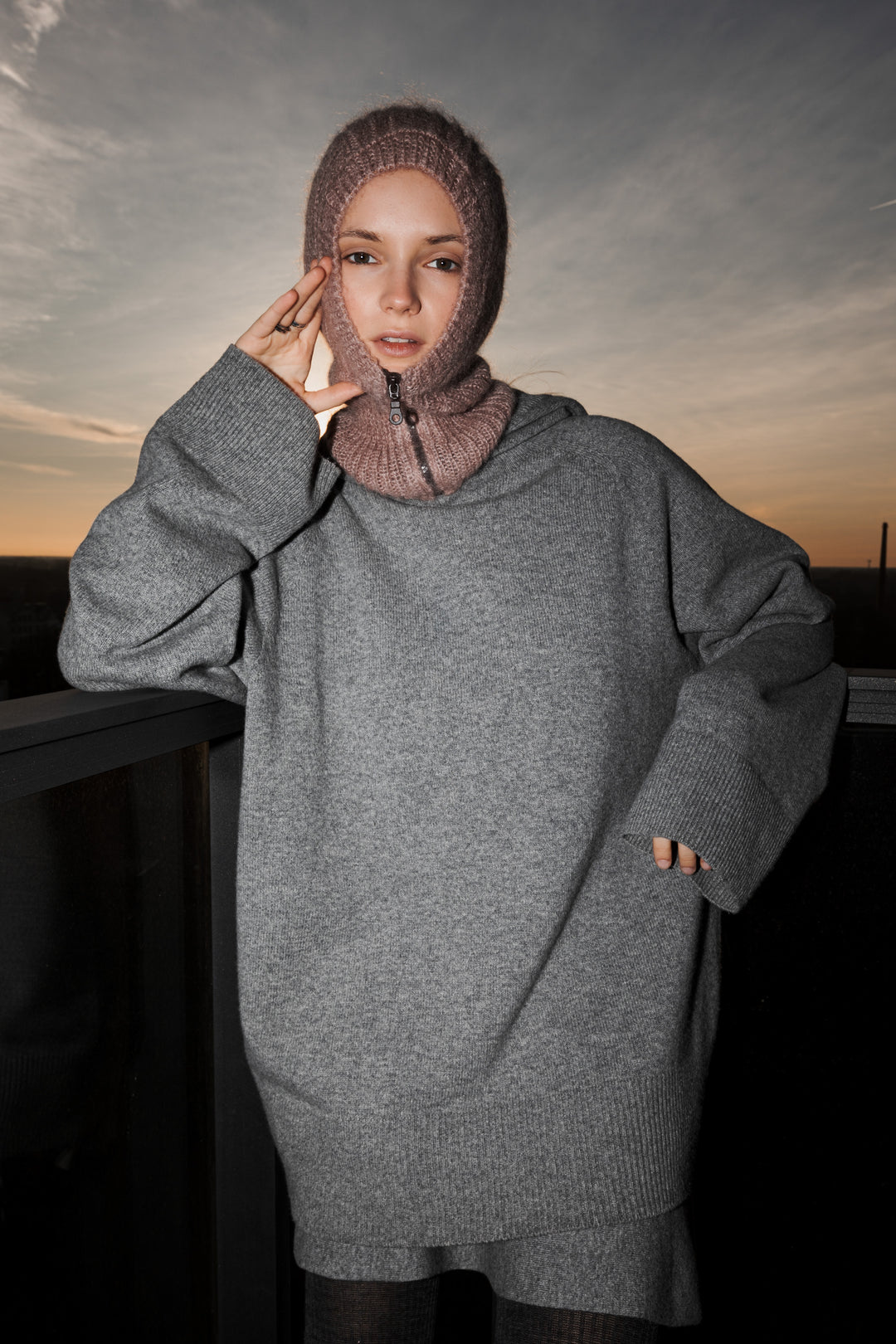 LIGHT GREY LAMBSWOOL HOODIE