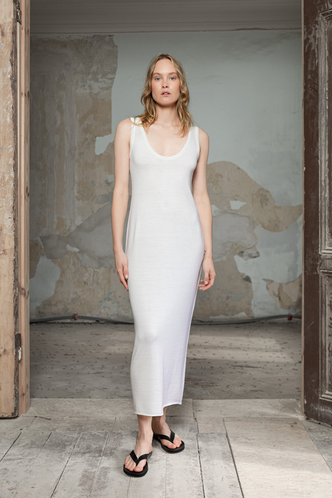 PEARL SHEER-KNIT EXTRA FINE MERINO WOOL DRESS