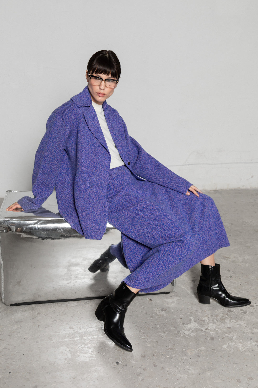 LILAC MELANGE CASHMERE-MERINO WOOL MAXI SKIRT