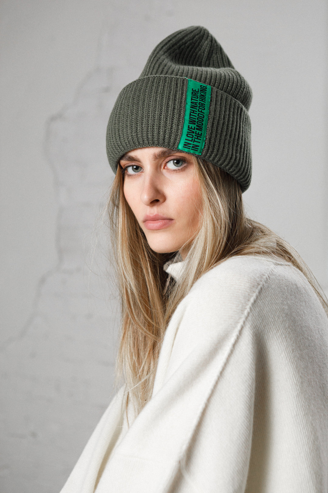 MOSS GREEN LAMBSWOOL BEANIE