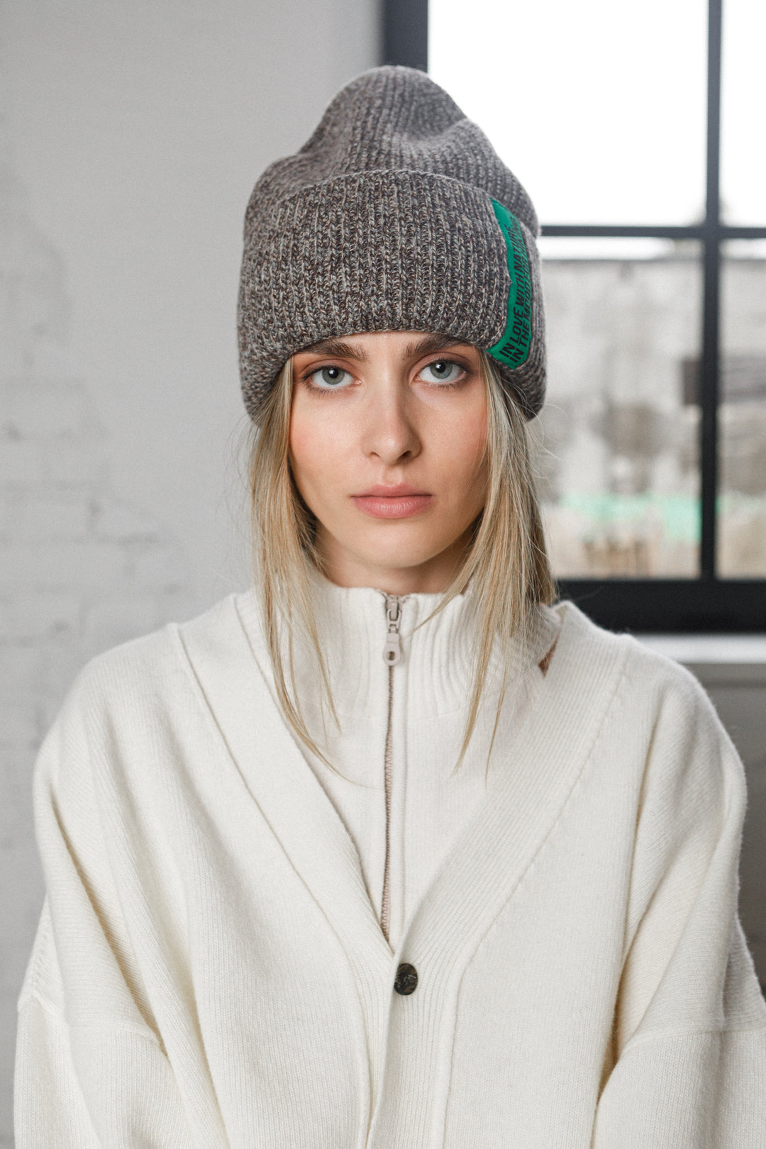 SAND MELANGE CASHMERE-MERINO WOOL BEANIE