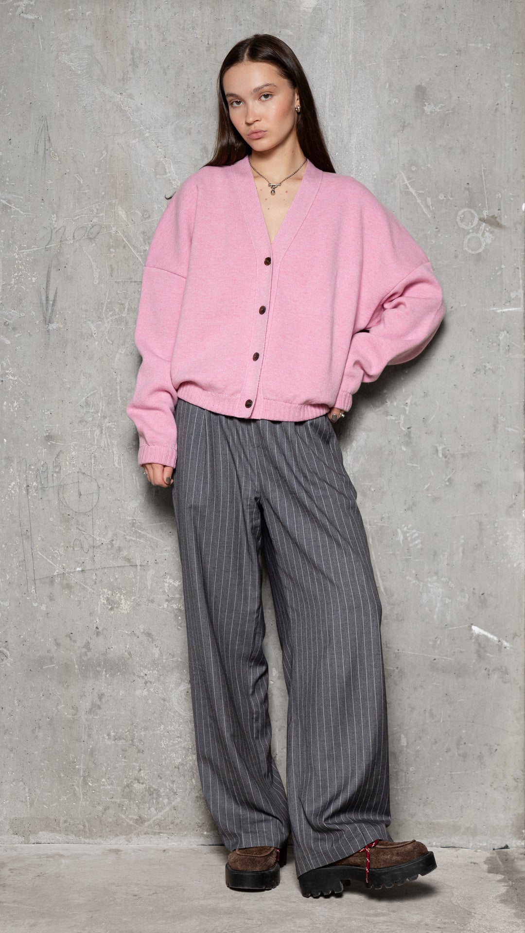 SOFT PINK CASHMERE-MERINO WOOL LONG BOMBER JACKET